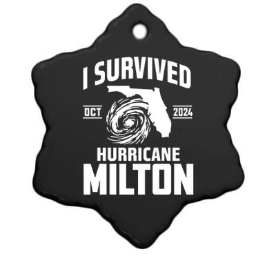 I Survived Hurricane Milton 2024 Florida Survivor Hurricane Graphic Ceramic Star Ornament