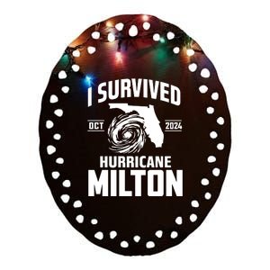 I Survived Hurricane Milton 2024 Florida Survivor Hurricane Graphic Ceramic Oval Ornament