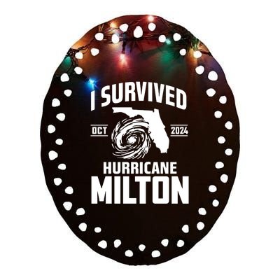 I Survived Hurricane Milton 2024 Florida Survivor Hurricane Graphic Ceramic Oval Ornament