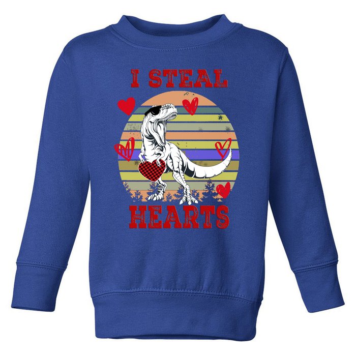 I Steal Hearts Saurus Valentines Day Dinosaur T Rex Lover Great Gift Toddler Sweatshirt