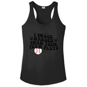 I Snack Harder Than Your Yeam Plays Baseball Funny Softball Ladies PosiCharge Competitor Racerback Tank