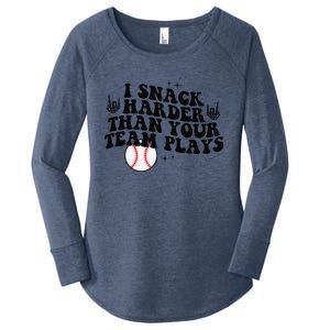 I Snack Harder Than Your Yeam Plays Baseball Funny Softball Women's Perfect Tri Tunic Long Sleeve Shirt