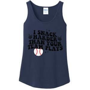 I Snack Harder Than Your Yeam Plays Baseball Funny Softball Ladies Essential Tank