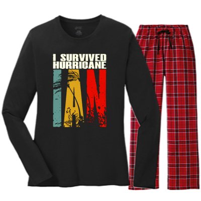 I Survived Hurricane Ian Florida Strong Women's Long Sleeve Flannel Pajama Set 