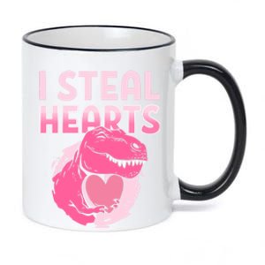 I Steal Hearts Valentine's Day Dinosaur Gift 11oz Black Color Changing Mug