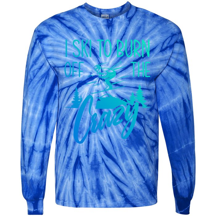 I Ski Hobby Skiing Athlete Winter Sports Ski Lover Gift Tie-Dye Long Sleeve Shirt