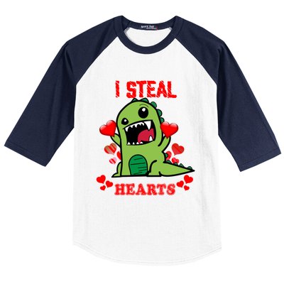 I Steal Hearts Cute Funny Valentine's Dinosaur T Rex Lover Gift Baseball Sleeve Shirt