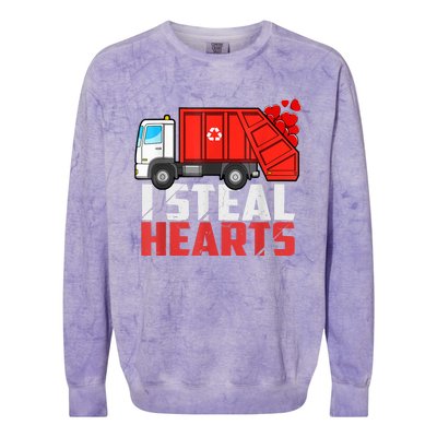 I Steal Hearts Garbage Truck Valentines Day Colorblast Crewneck Sweatshirt