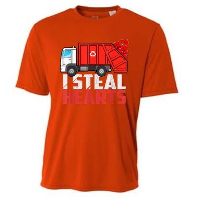 I Steal Hearts Garbage Truck Valentines Day Cooling Performance Crew T-Shirt