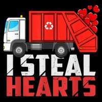 I Steal Hearts Garbage Truck Valentines Day Drawstring Bag