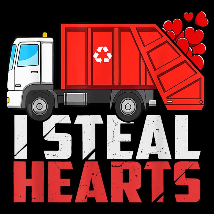 I Steal Hearts Garbage Truck Valentines Day Drawstring Bag