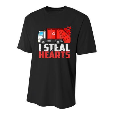 I Steal Hearts Garbage Truck Valentines Day Youth Performance Sprint T-Shirt