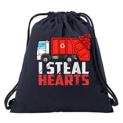 I Steal Hearts Garbage Truck Valentines Day Drawstring Bag