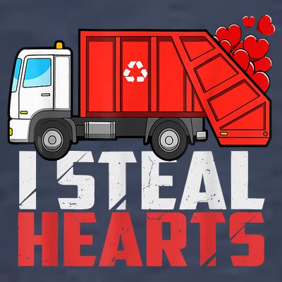 I Steal Hearts Garbage Truck Valentines Day T-Shirt