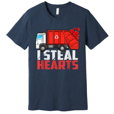 I Steal Hearts Garbage Truck Valentines Day Premium T-Shirt