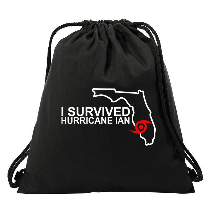 I Survived Hurricane Ian Florida Map Drawstring Bag