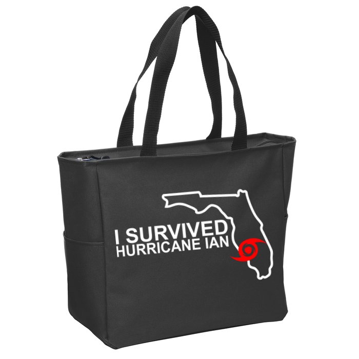 I Survived Hurricane Ian Florida Map Zip Tote Bag