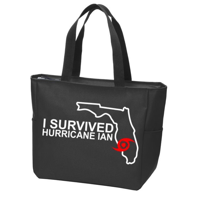 I Survived Hurricane Ian Florida Map Zip Tote Bag