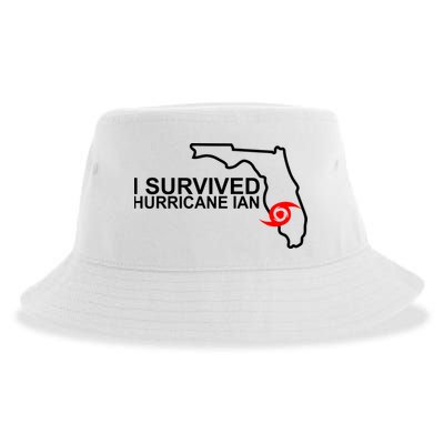 I Survived Hurricane Ian Florida Map Sustainable Bucket Hat
