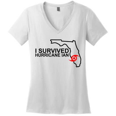 I Survived Hurricane Ian Florida Map Women's V-Neck T-Shirt