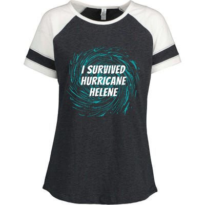 I Survived Hurricane Helene 2024 Florida Enza Ladies Jersey Colorblock Tee