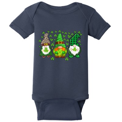 Irish Shamrock Happy St Patrick's Day Gnome Shamrock Baby Bodysuit