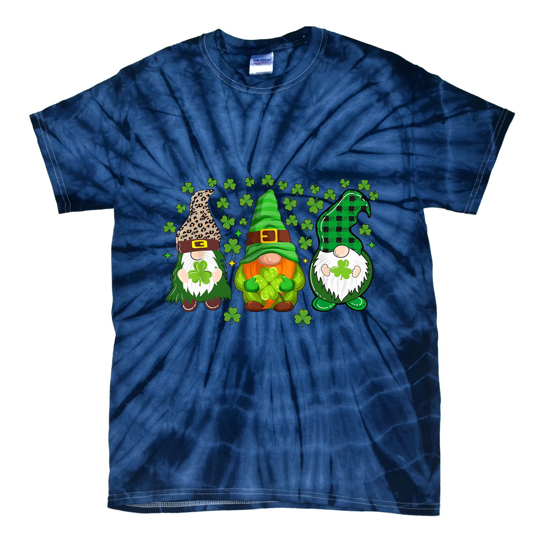 Irish Shamrock Happy St Patrick's Day Gnome Shamrock Tie-Dye T-Shirt