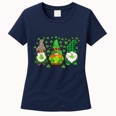 Irish Shamrock Happy St Patrick's Day Gnome Shamrock Womens T-Shirt
