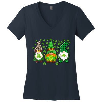 Irish Shamrock Happy St Patrick's Day Gnome Shamrock Women's V-Neck T-Shirt