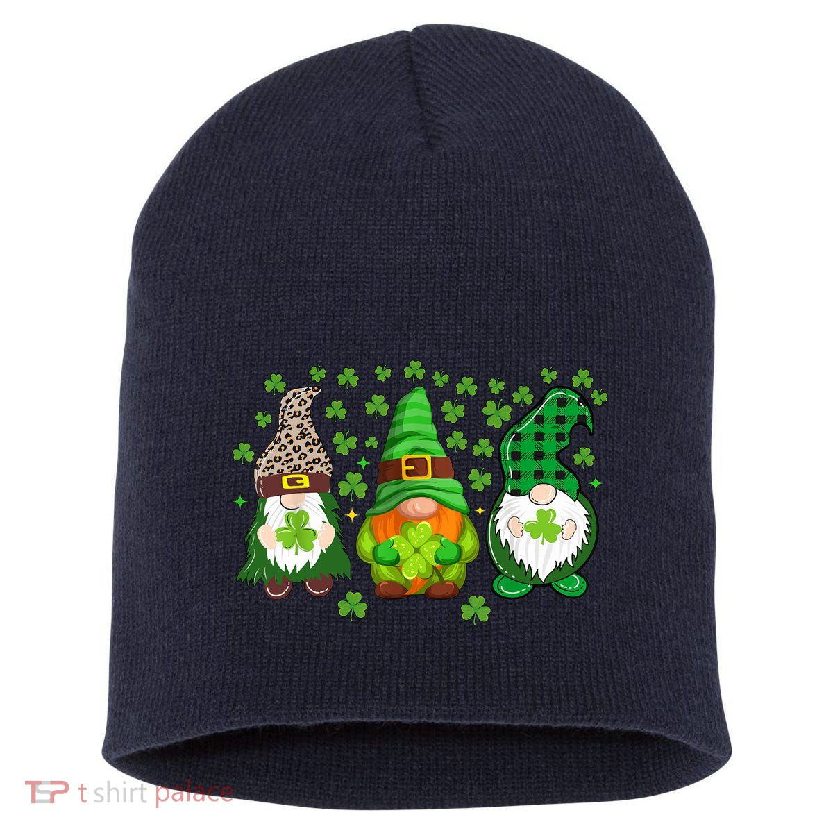Irish Shamrock Happy St Patrick's Day Gnome Shamrock Short Acrylic Beanie