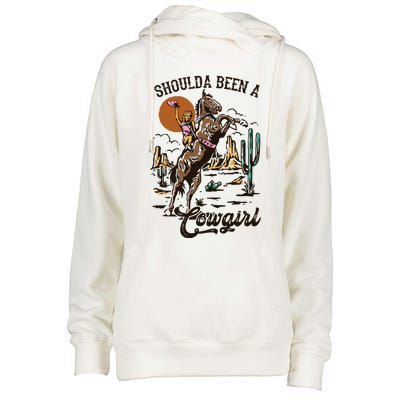 I Should Have Been A Cowboy Cowgirl Player Bull Riding Womens Funnel Neck Pullover Hood