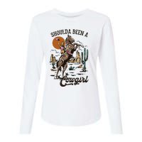 I Should Have Been A Cowboy Cowgirl Player Bull Riding Womens Cotton Relaxed Long Sleeve T-Shirt