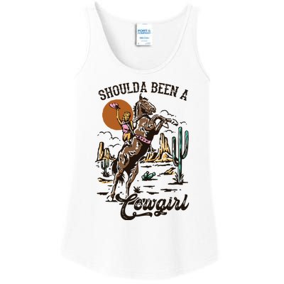 I Should Have Been A Cowboy Cowgirl Player Bull Riding Ladies Essential Tank