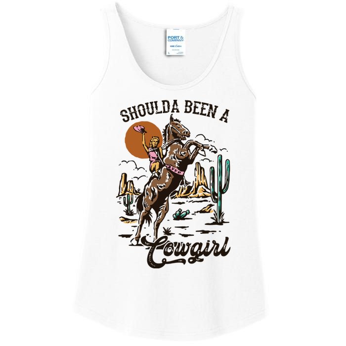 I Should Have Been A Cowboy Cowgirl Player Bull Riding Ladies Essential Tank