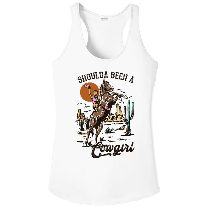 I Should Have Been A Cowboy Cowgirl Player Bull Riding Ladies PosiCharge Competitor Racerback Tank