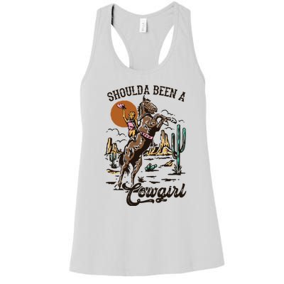 I Should Have Been A Cowboy Cowgirl Player Bull Riding Women's Racerback Tank