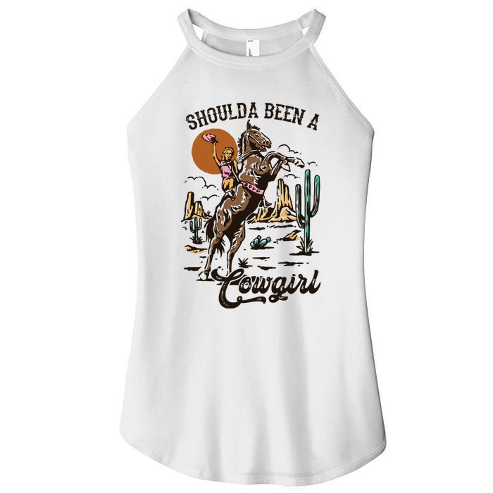 I Should Have Been A Cowboy Cowgirl Player Bull Riding Women's Perfect Tri Rocker Tank