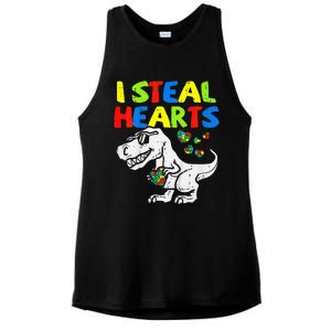 I Steal Hearts Trex Dinosaur Autism Awareness Ladies PosiCharge Tri-Blend Wicking Tank