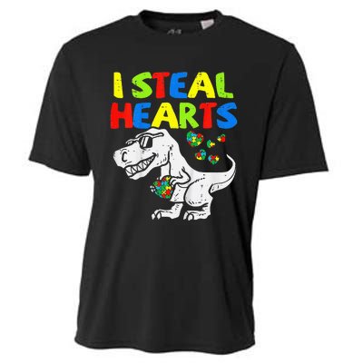 I Steal Hearts Trex Dinosaur Autism Awareness Cooling Performance Crew T-Shirt