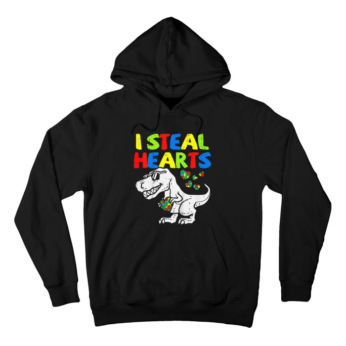 I Steal Hearts Trex Dinosaur Autism Awareness Hoodie