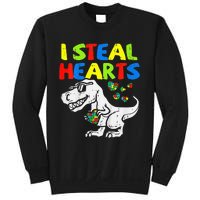 I Steal Hearts Trex Dinosaur Autism Awareness Sweatshirt