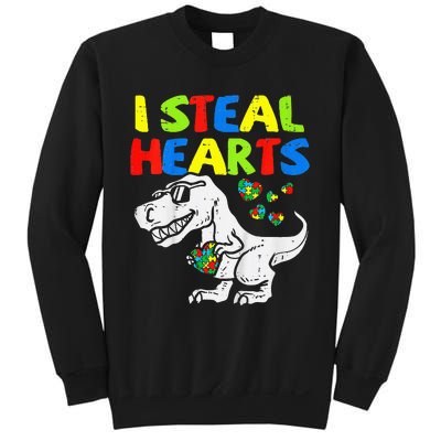 I Steal Hearts Trex Dinosaur Autism Awareness Sweatshirt