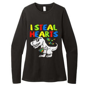 I Steal Hearts Trex Dinosaur Autism Awareness Womens CVC Long Sleeve Shirt