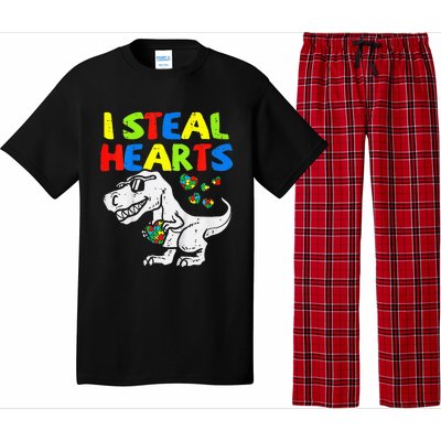 I Steal Hearts Trex Dinosaur Autism Awareness Pajama Set