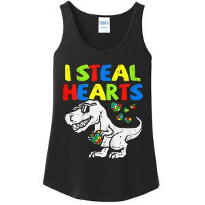 I Steal Hearts Trex Dinosaur Autism Awareness Ladies Essential Tank