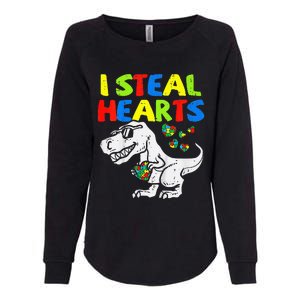 I Steal Hearts Trex Dinosaur Autism Awareness Womens California Wash Sweatshirt