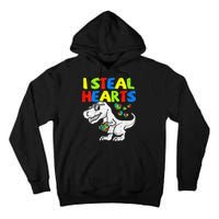 I Steal Hearts Trex Dinosaur Autism Awareness Tall Hoodie