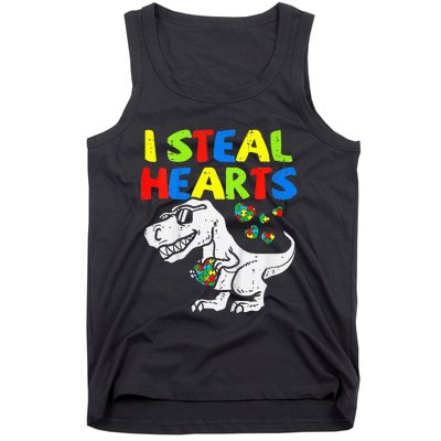 I Steal Hearts Trex Dinosaur Autism Awareness Tank Top