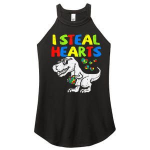 I Steal Hearts Trex Dinosaur Autism Awareness Women's Perfect Tri Rocker Tank