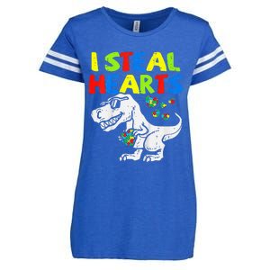 I Steal Hearts Trex Dinosaur Autism Awareness Enza Ladies Jersey Football T-Shirt